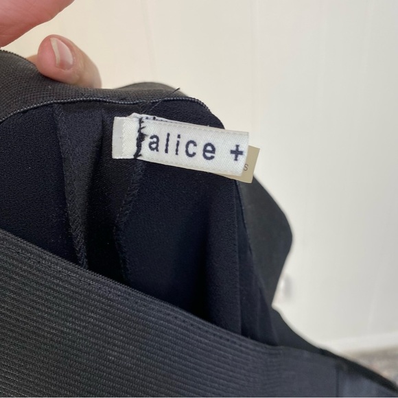 Alice + Olivia Black Wide Leg Dress Pants Size 8 Satin Stretch Waist Altered * - Picture 9 of 15